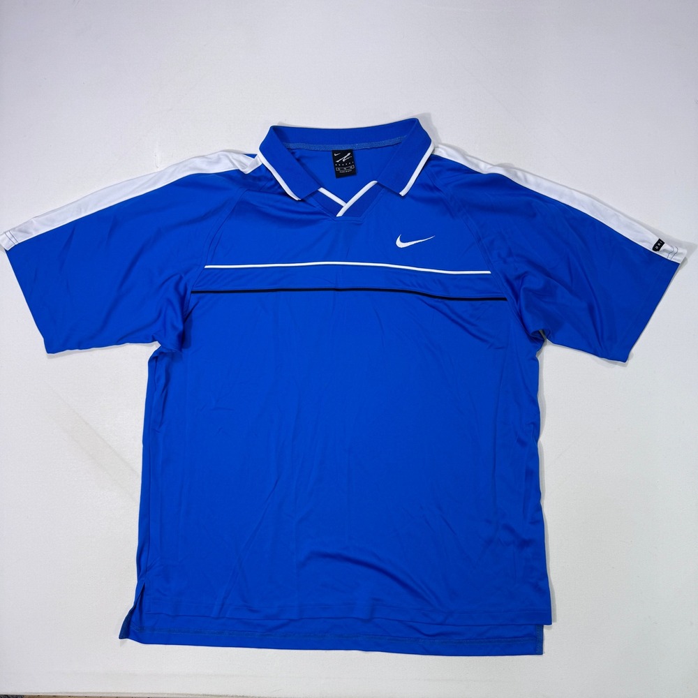 Nike Andre Agassi Vintage Tennis Polo Shirt Blue Mens XL Made in USA Active